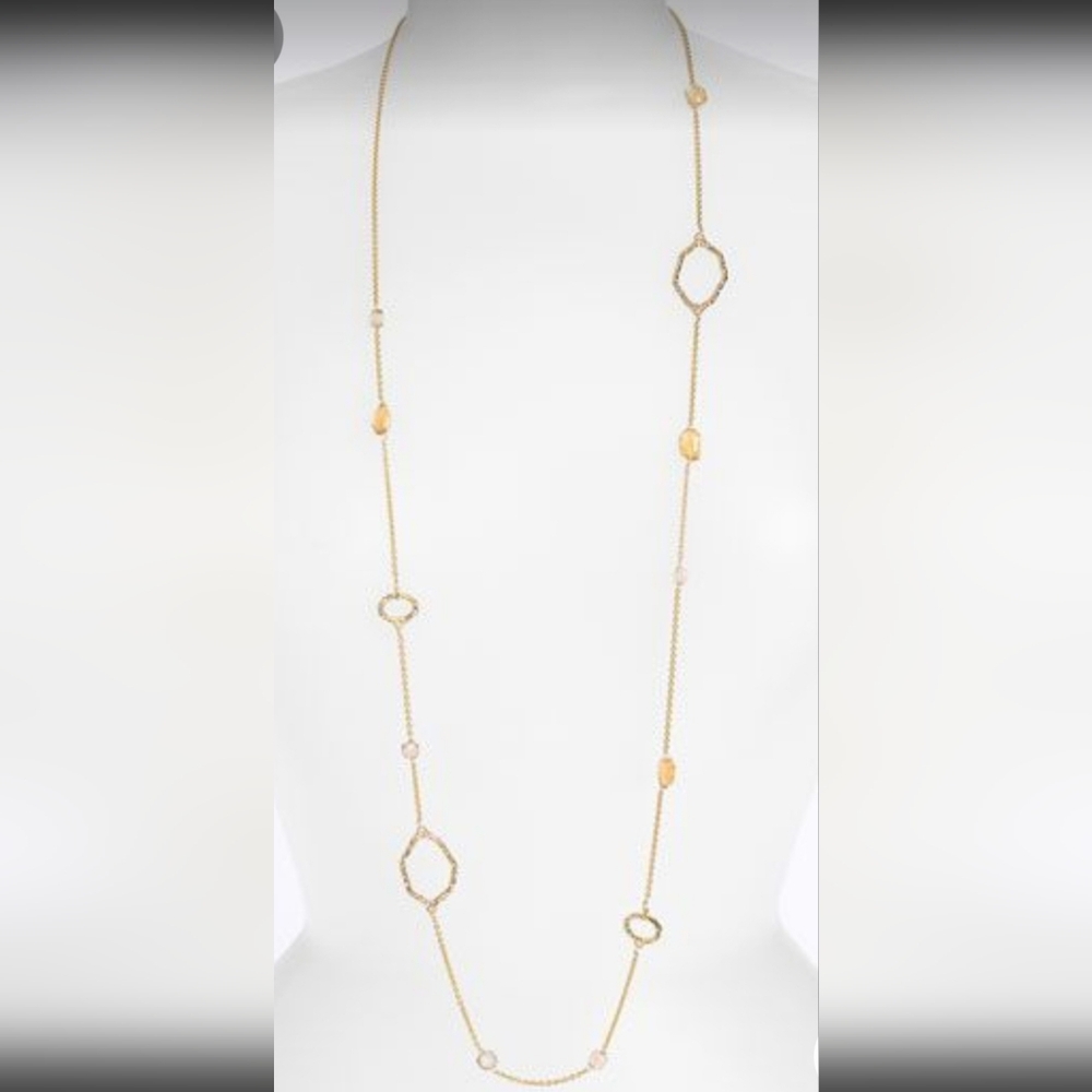 Alexis Bittar Delano station necklace gold crystal Vintage NWOT